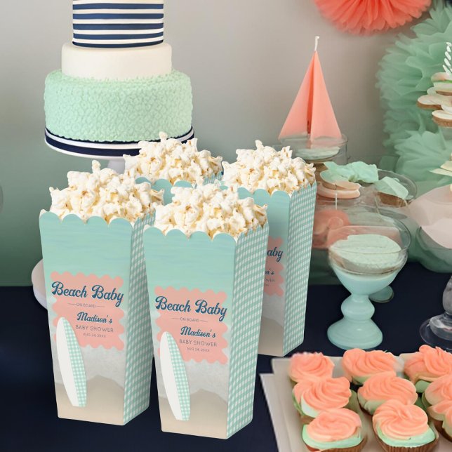 Beach Baby an Bord Gingham Baby Shower Popcorn Geschenkschachtel (Von Creator hochgeladen)