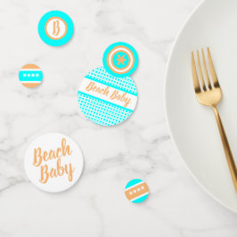 Beach Baby Aqua Weißpeach Party Matching Set Konfetti