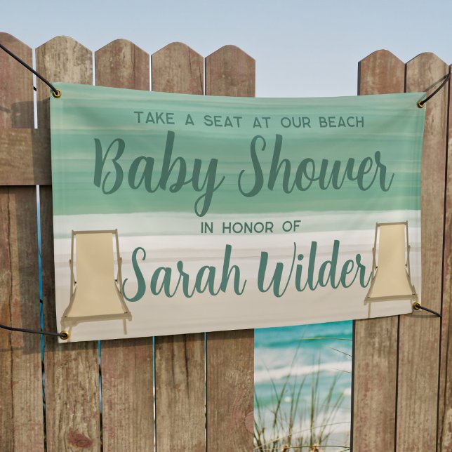 Beach Baby Duschbanner Banner (Take a seat at your Beach Baby Shower. Cute banner with space for your name.)