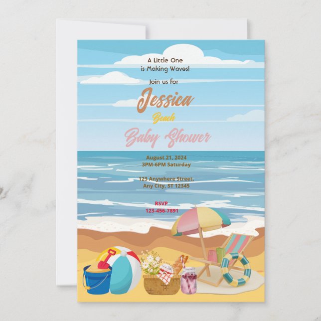 Beach Baby Dusche Einladung (Vorderseite)