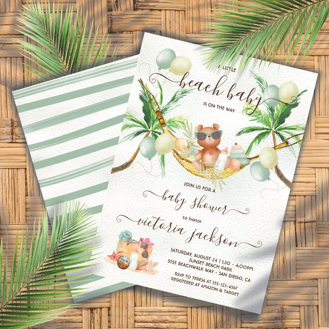 Beach Baby Shower Tropical Hammock Invitation Einladung (Von Creator hochgeladen)