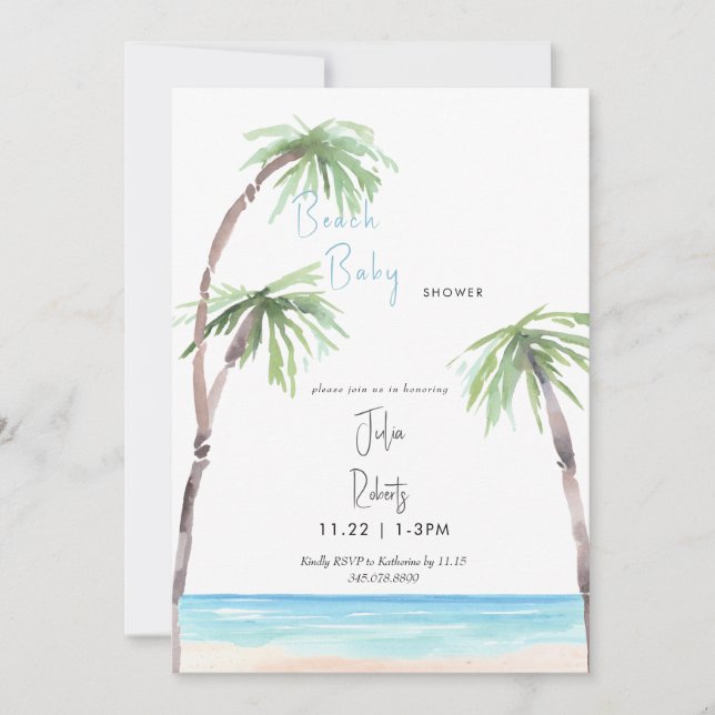 Beach Baby Tropical Baby Dusche Einladung (Vorderseite)