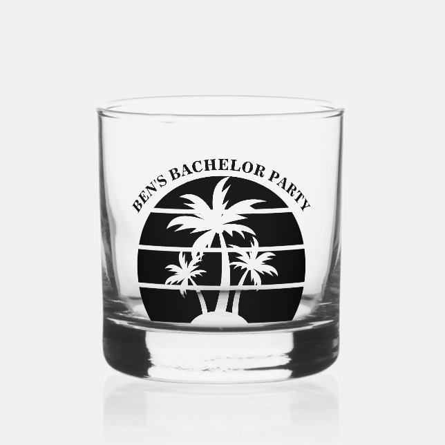 Beach Bachelor Party Island Hochzeiten Trauzeugen Whiskyglas (Vorderseite)