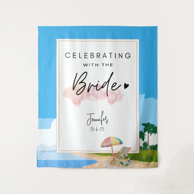 Beach-Bachelorett-Hintergrund für Hens-Party Wandteppich (Vorderseite)