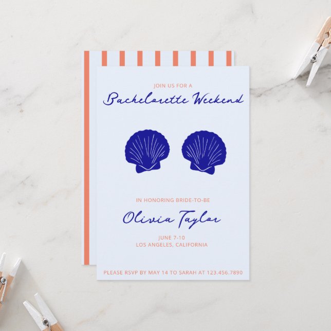 Beach Bachelorette Einladung (Vorderseite/Rückseite Beispiel)