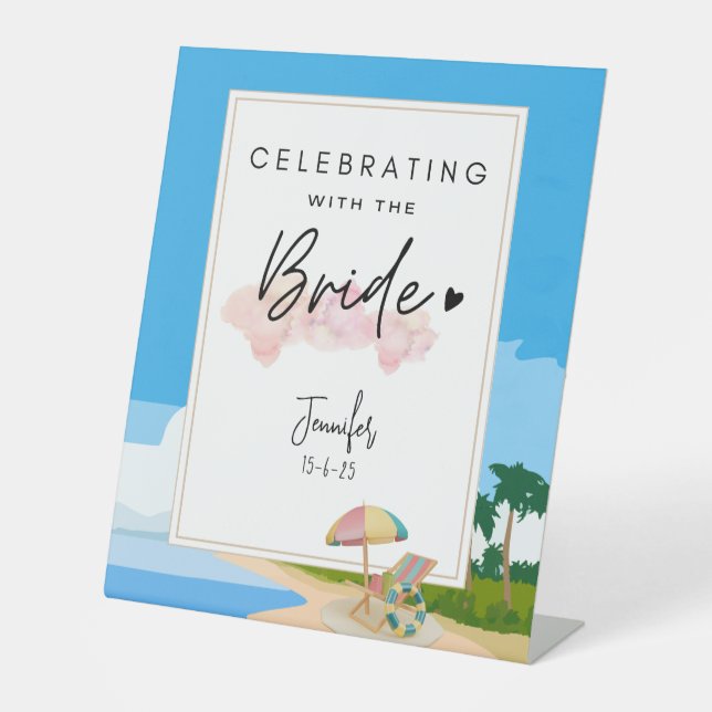Beach Bachelorette | Party für Hühner Sockelschild (Vorderseite)