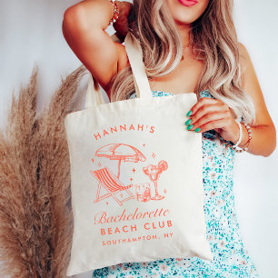 Beach Bachelorette Retro Modernes Personalisiert Tragetasche