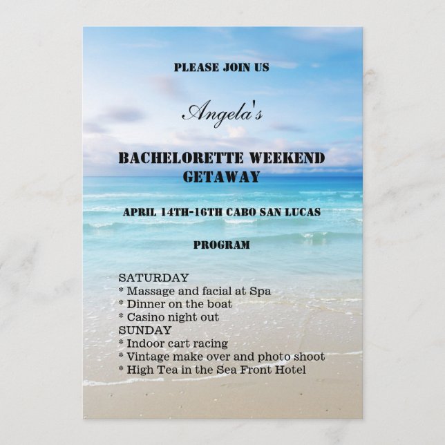 Beach Bachelorette Weekend Vorlage Einladung (Vorderseite)