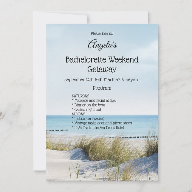 Beach Bachelorette Weekend Vorlage Einladung (Vorderseite)
