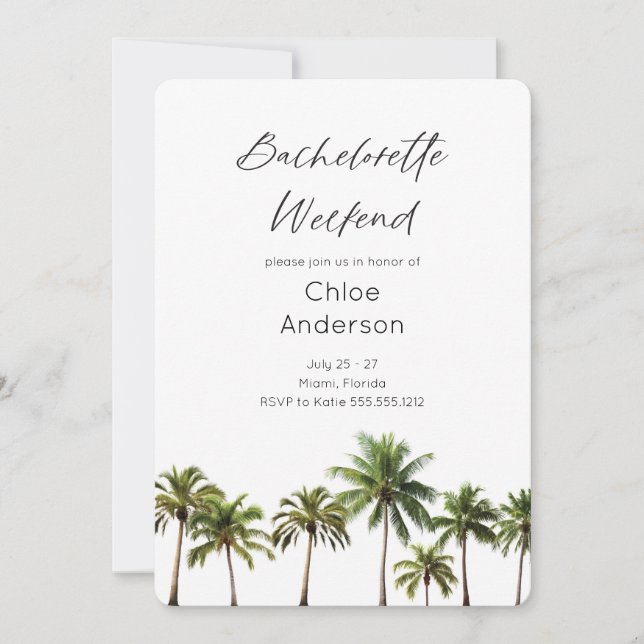 Beach Bachelorette Wochenende Bachelorette Einladu Einladung (Vorderseite)