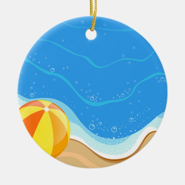 Beach Ball am Strand Keramik Ornament (Vorne)