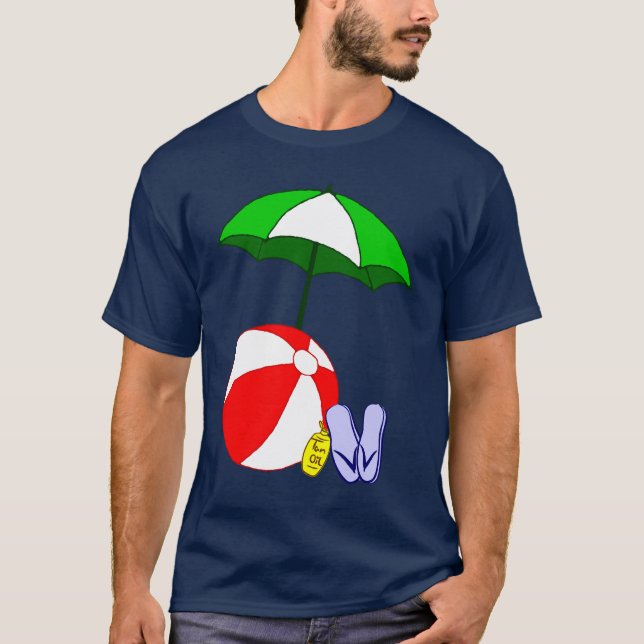 Beach Ball and Pool Umbrella Vacation T-Shirt (Vorderseite)