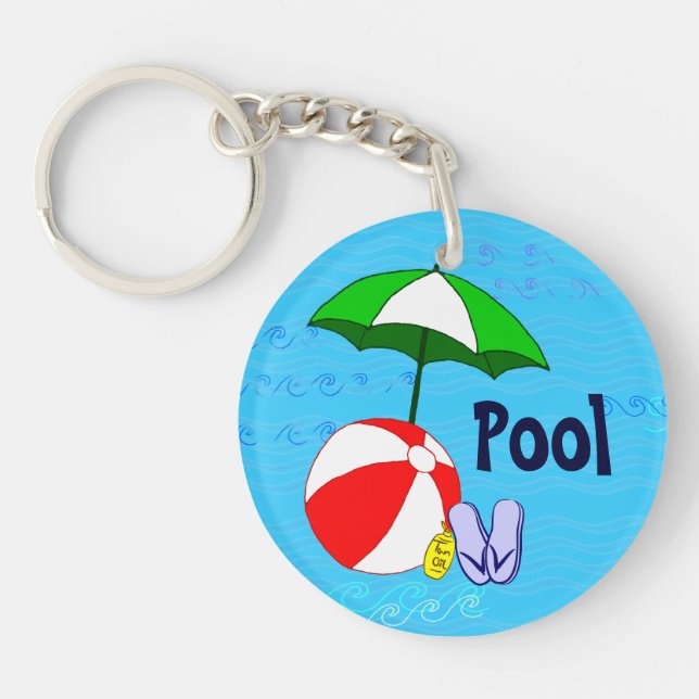 Beach Ball Pool Parapluie Porte - clé personnalisé (Devant)