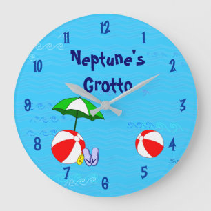 Beach Ball Pool Toys Custom Clock Blue Nummern Große Wanduhr