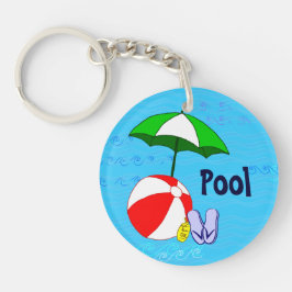 Beach Ball Pool Toys und Regenschirm bearbeitbar Schlüsselanhänger