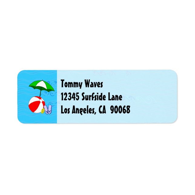 Beach Ball Pool Umbrett Custom Address Label (Vorne)