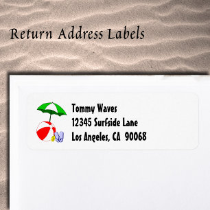 Beach Ball Pool Umbrett Custom Address Label