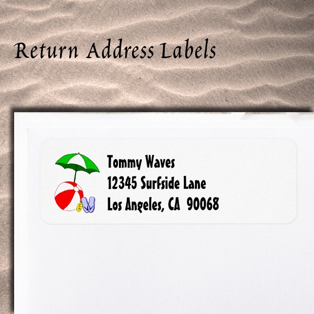 Beach Ball Pool Umbrett Custom Address Label (Beach Ball Pool Umbrella Custom Address Label)