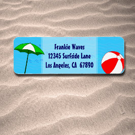 Beach Ball Pool Umbrett Custom Address Label