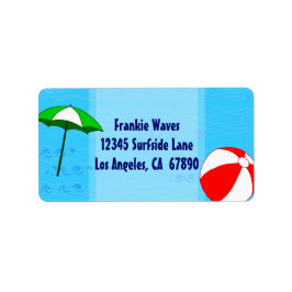 Beach Ball Pool Umbrett Custom Address Label Adressaufkleber