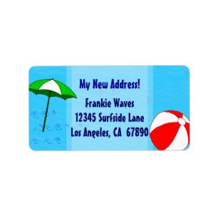 Beach Ball Pool Umbrett Custom New Address Label Adressaufkleber