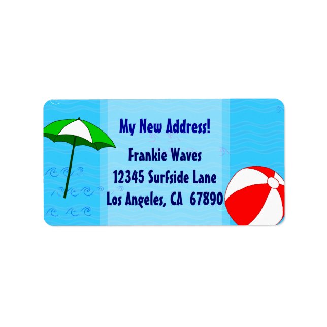 Beach Ball Pool Umbrett Custom New Address Label Adressaufkleber (Vorne)