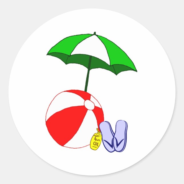 Beach Ball Pool Vorlage Runder Aufkleber (Vorderseite)