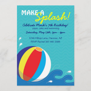 Beach Ball Swimming Geburtstagspool Party Einladun Einladung