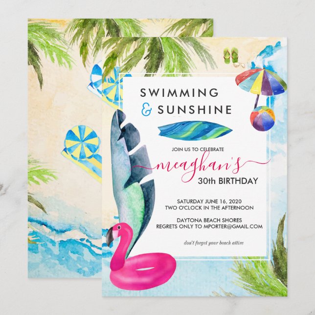 Beach Bash | Sommerliche Party Einladung (Vorne/Hinten)