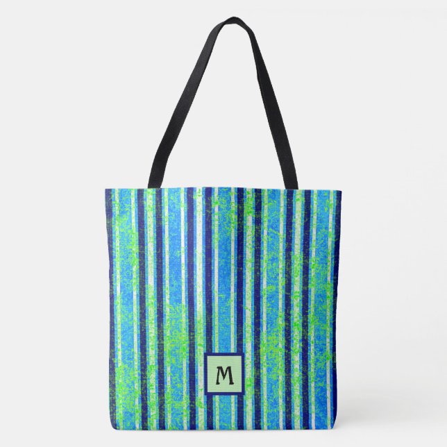 Beach Batik Stripes Monogram Tote Bag Tasche (Vorderseite)