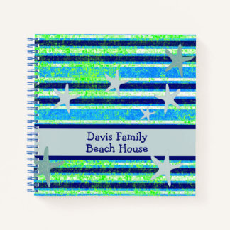 Beach Batik Stripes und Starfish Notizbuch