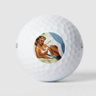 Beach Beauty Button Up Girl Golf Balls Golfball