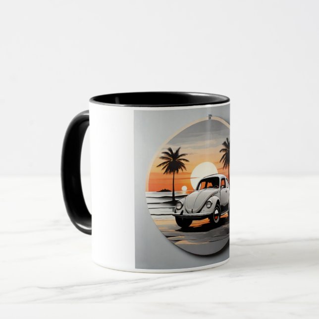 "Beach Beetle Mug - Coastal Vintage Car Lover's  Tasse (Vorderseite Links)