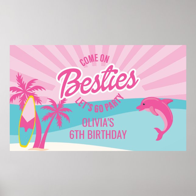Beach Besties Birthday Poster (Vorne)