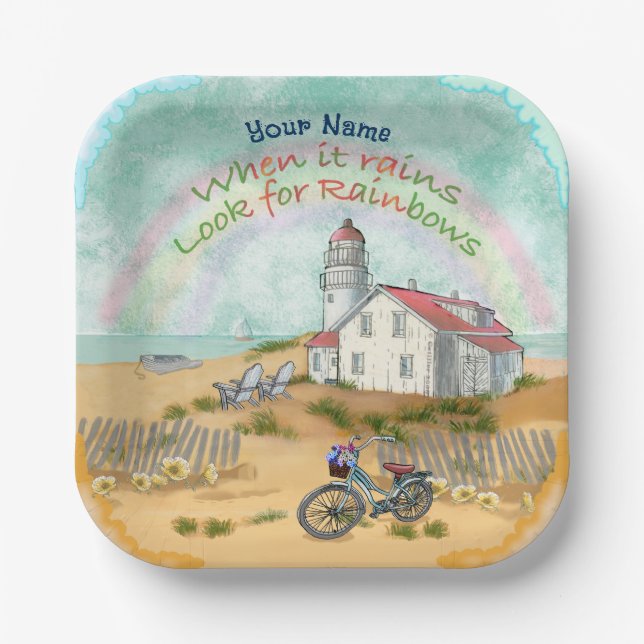 Beach Bike Lighthouse Pappteller (Vorderseite)