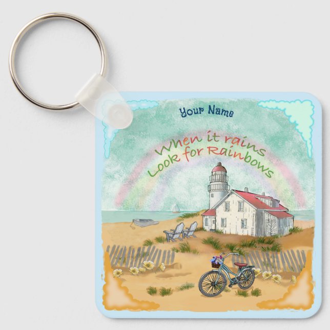 Beach Bike Lighthouse Schlüsselanhänger (Vorderseite)