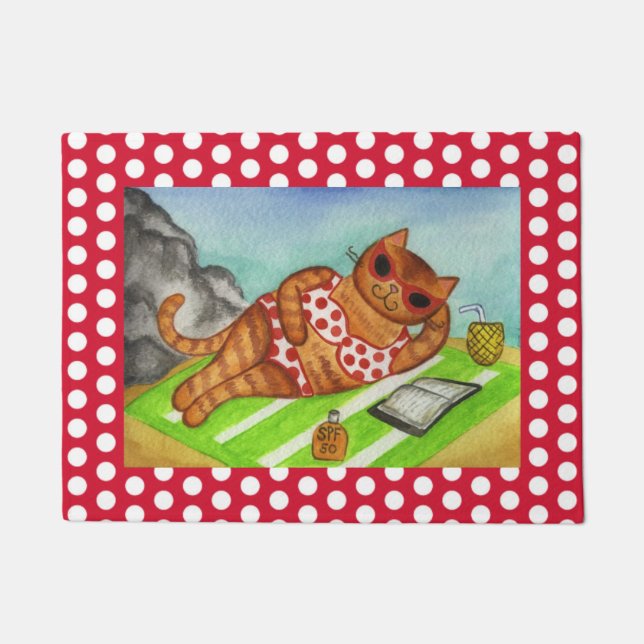 Beach Bikini Cat Doormat Fußmatte (Vorderseite)