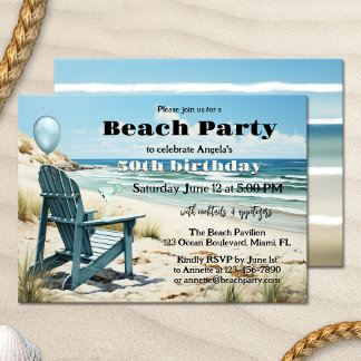Beach Birthday Adult Summer Cocktail Party Einladung