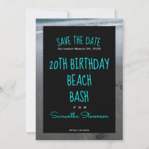 Beach Birthday Bash jedes Jahr jeder Name Einladun