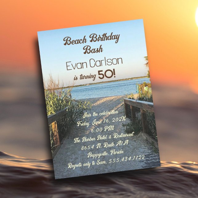 Beach Birthday Boardwalk Sand Unisex Party Einladung (Von Creator hochgeladen)