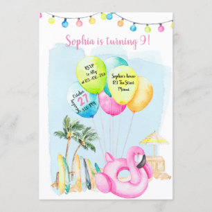 Beach Birthday Invitation, Beach Invitation, Einladung