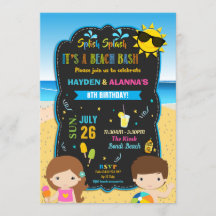 Beach Birthday Party Bash Twins Siblons Boy Girl