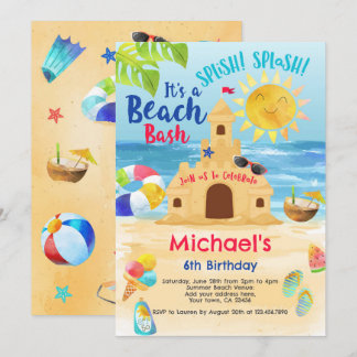 Beach Birthday Party Einladung