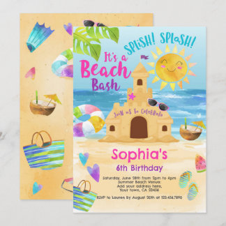 Beach Birthday Party Einladung
