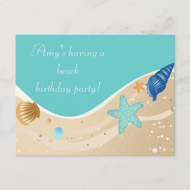 Beach Birthday Party Einladungspostkarte (Vorderseite)