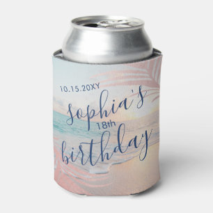 Beach Birthday Party Gefallen Pink Personalisiert Dosenkühler