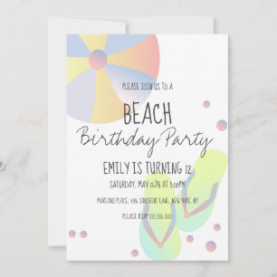 Beach Birthday Party Pool Dreh Flop Ball Einladung