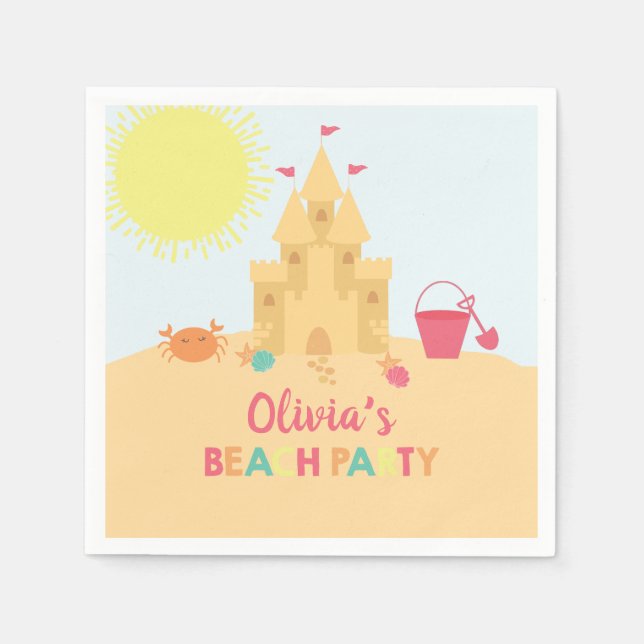 Beach Birthday Party Sandburg Serviette (Vorderseite)