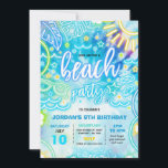 Beach Birthday Party Summer Beach Gefärbte Krawatt Einladung<br><div class="desc">Beach Birthday Party Summer Beach Gefärbte Krawatte Einladung Alle Designs sind © PIXEL PERFECTION PARTY LTD</div>