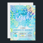 Beach Birthday Party Summer Beach Gefärbte Krawatt Einladung<br><div class="desc">Beach Birthday Party Summer Beach Gefärbte Krawatte Einladung Alle Designs sind © PIXEL PERFECTION PARTY LTD</div>